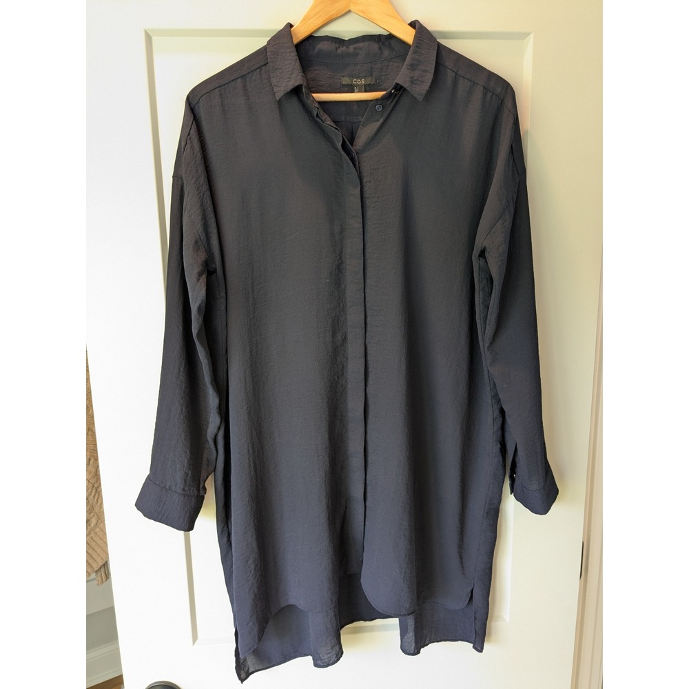 COS‎ Tunic Top Long Sleeve Button Down High Low Hem Shirt Dress US 6